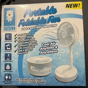 Northern Chill Portable Foldable Fan White Plastic Swivel Quiet Settings,Medium